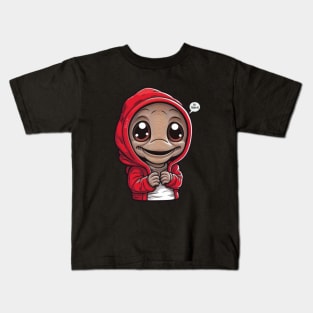 Cool Alien with a Hooded Pullover design #13 Kids T-Shirt